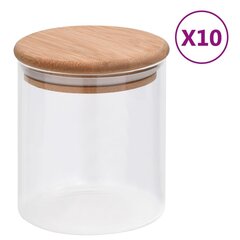 vidaXL Lasiset säilytyspurkit bambukansilla 10 kpl 600 ml hinta ja tiedot | Elintarvikkeiden säilytysastiat | hobbyhall.fi