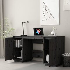 vidaXL Työpöytä musta 140x50x75 cm täysi mänty hinta ja tiedot | Tietokonepöydät ja työpöydät | hobbyhall.fi