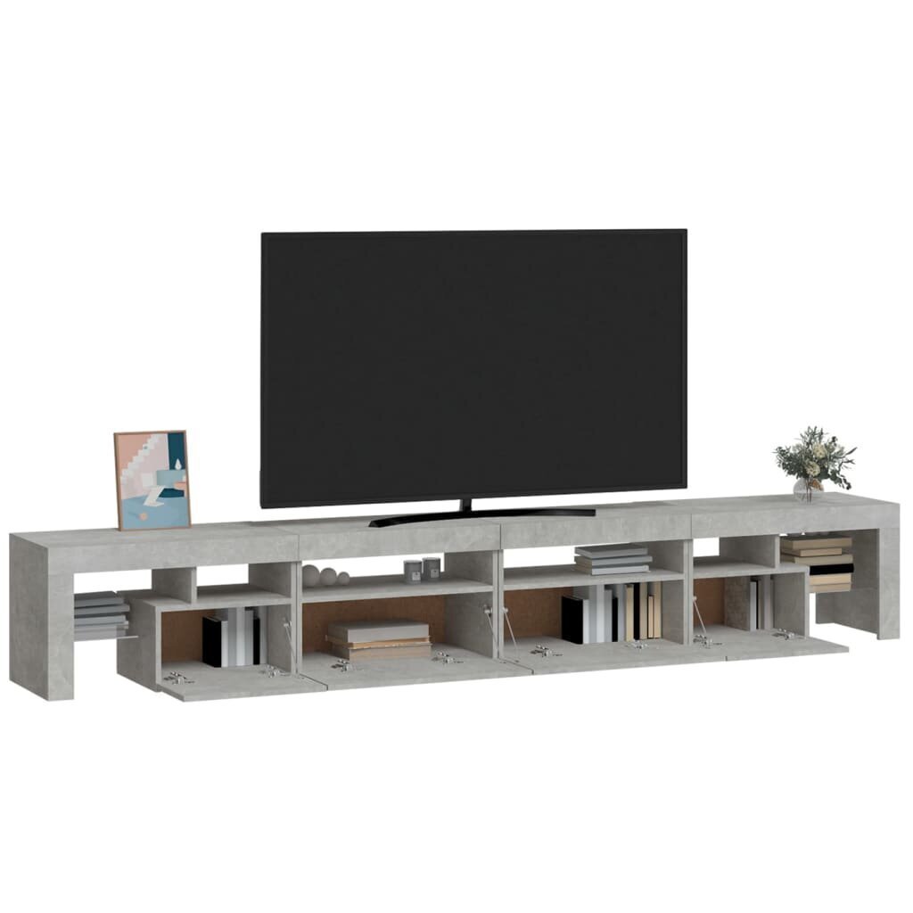 vidaXL TV-taso LED-valoilla betoninharmaa 260x36,5x40 cm hinta ja tiedot | TV-tasot | hobbyhall.fi