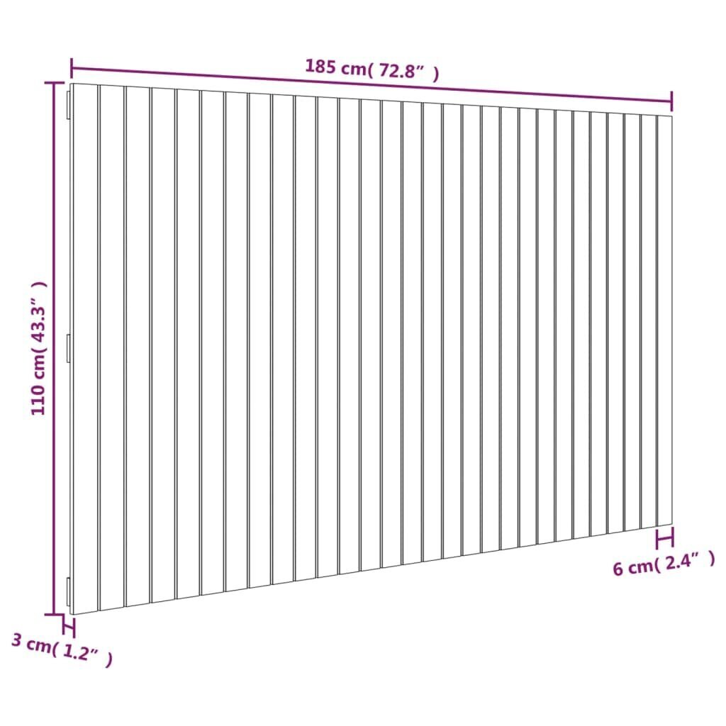 vidaXL Sängynpääty seinälle musta 185x3x110 cm täysi mänty hinta ja tiedot | Sängyt | hobbyhall.fi