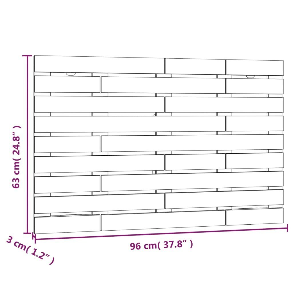 vidaXL Sängynpääty seinälle harmaa 96x3x63 cm täysi mänty hinta ja tiedot | Sängyt | hobbyhall.fi