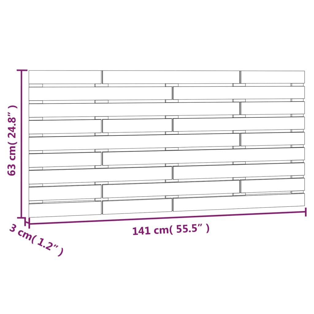 vidaXL Sängynpääty seinälle musta 141x3x63 cm täysi mänty hinta ja tiedot | Sängyt | hobbyhall.fi