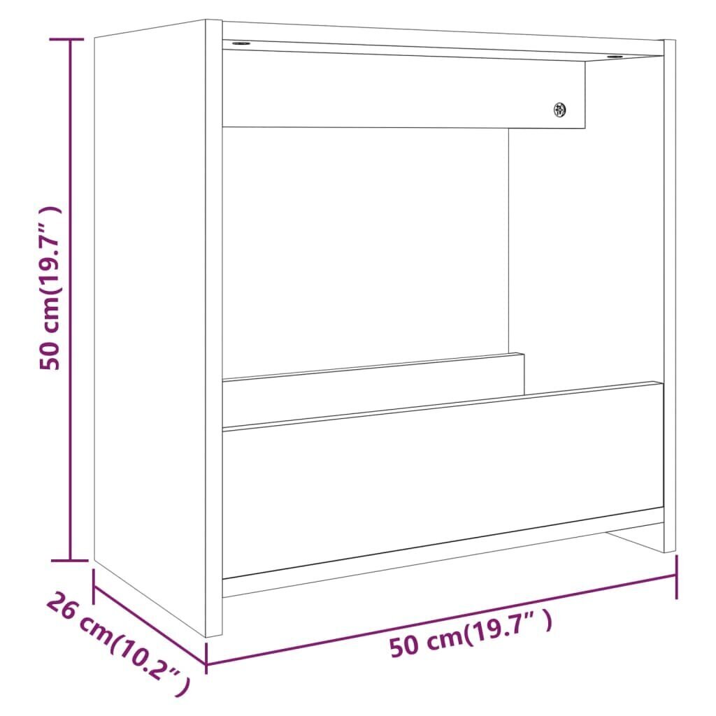 vidaXL Sivupöytä savutammi 50x26x50 cm tekninen puu hinta ja tiedot | Sohvapöydät | hobbyhall.fi