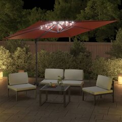 vidaXL Riippuva LED-aurinkovarjo terrakotta 400x300 cm hinta ja tiedot | Aurinkovarjot ja markiisit | hobbyhall.fi