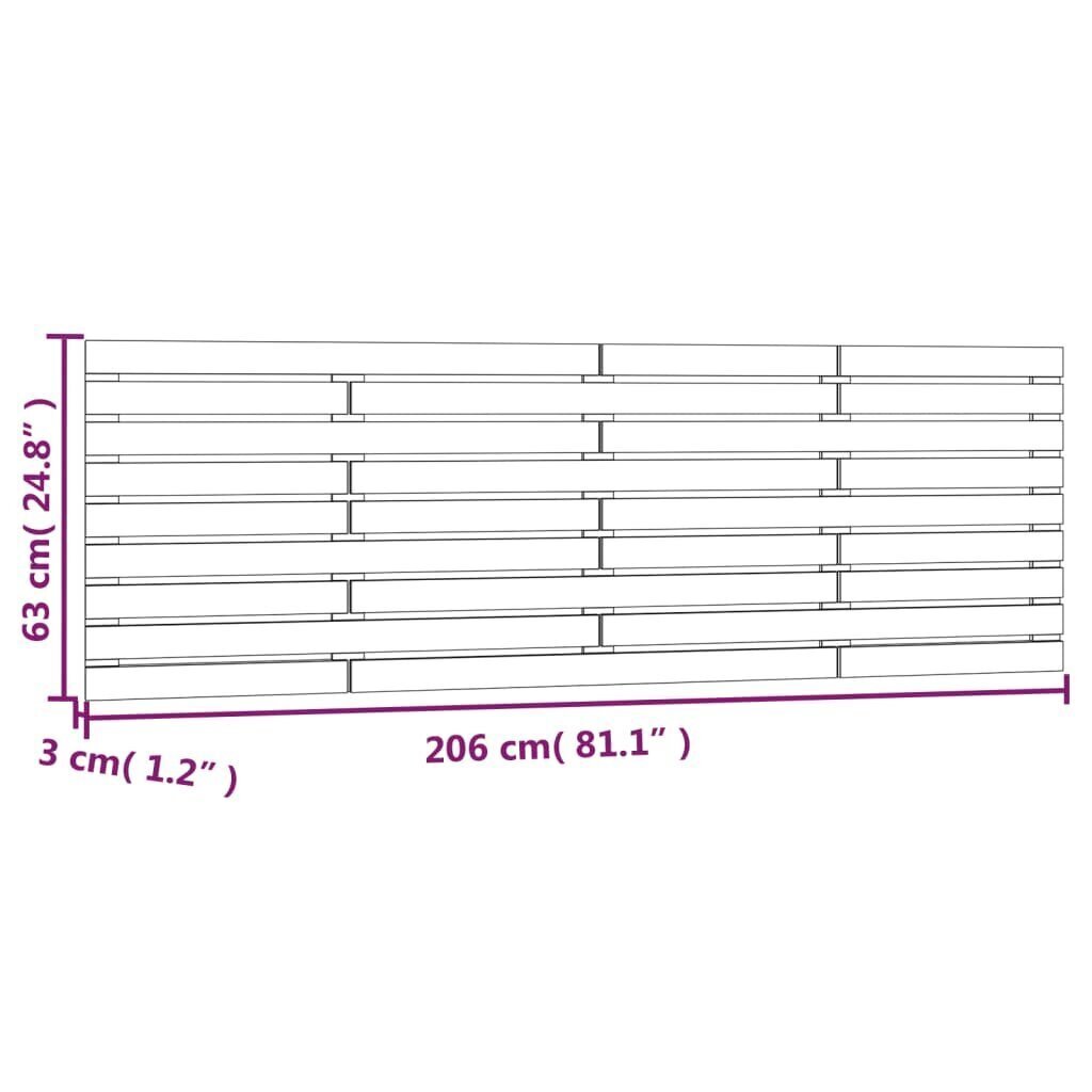 vidaXL Sängynpääty seinälle hunajanruskea 206x3x63 cm täysi mänty hinta ja tiedot | Sängyt | hobbyhall.fi