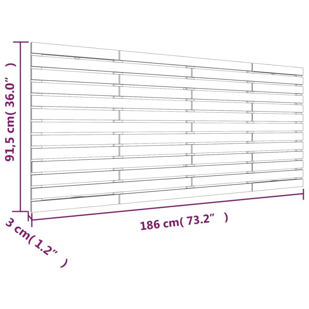 vidaXL Sängynpääty seinälle valkoinen 186x3x91,5 cm täysi mänty hinta ja tiedot | Sängyt | hobbyhall.fi