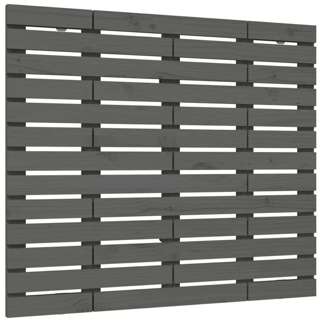 vidaXL Sängynpääty seinälle harmaa 141x3x91,5 cm täysi mänty hinta ja tiedot | Sängyt | hobbyhall.fi