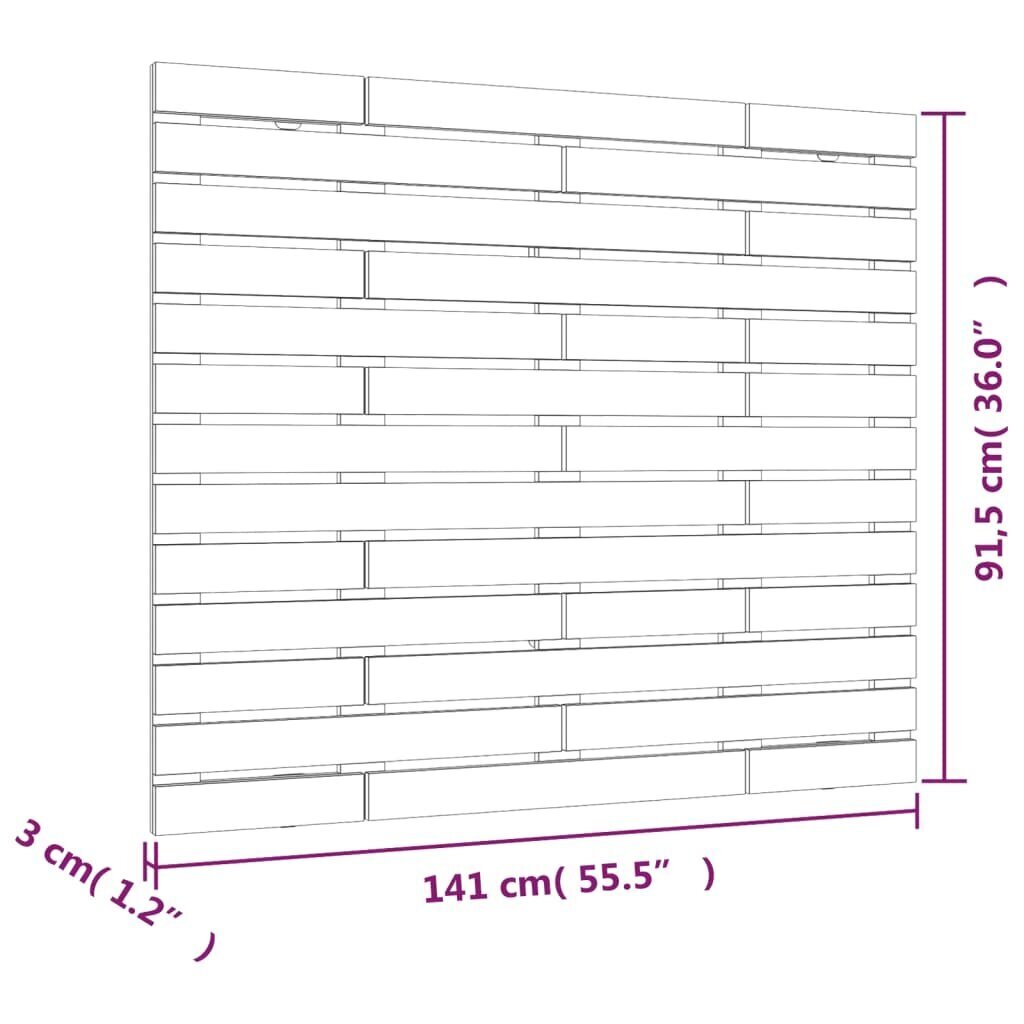 vidaXL Sängynpääty seinälle harmaa 141x3x91,5 cm täysi mänty hinta ja tiedot | Sängyt | hobbyhall.fi