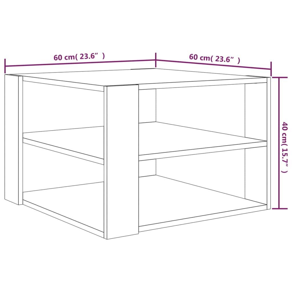 vidaXL Sohvapöytä savutammi 60x60x40 cm tekninen puu hinta ja tiedot | Sohvapöydät | hobbyhall.fi