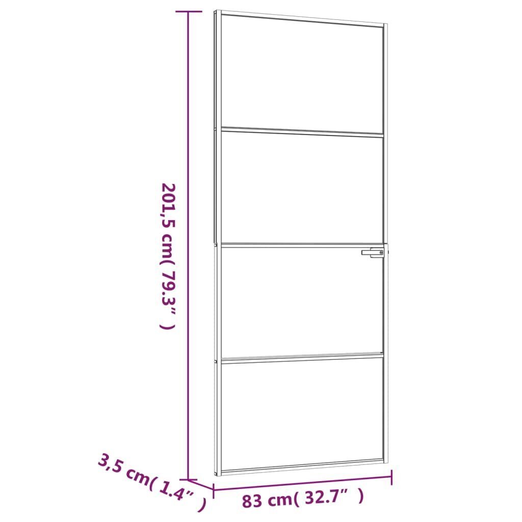 vidaXL Sisäovi musta 83x201,5 cm karkaistu lasi ja alumiini ohut hinta ja tiedot | Sisäovet | hobbyhall.fi