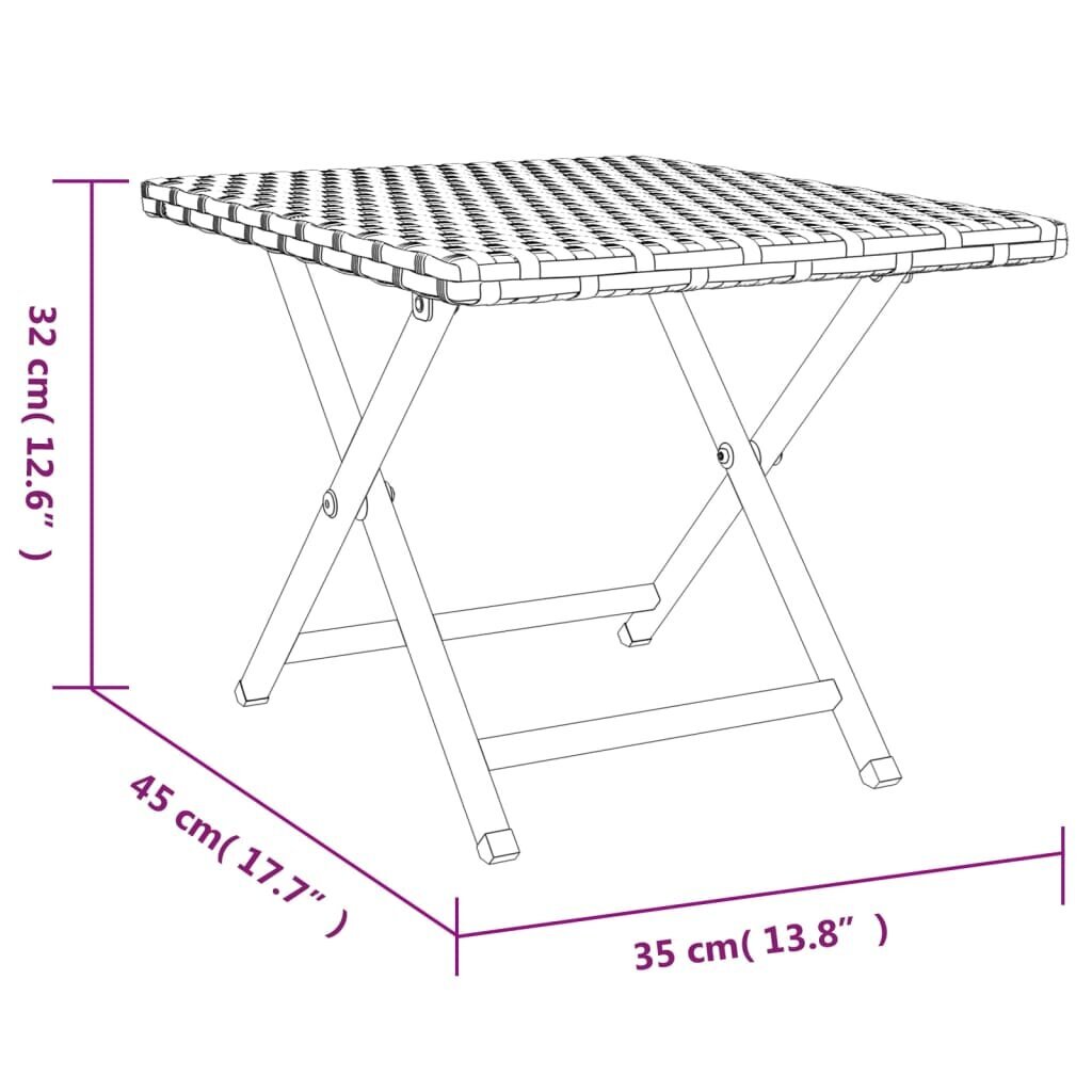 vidaXL Taitettava pöytä musta 45x35x32 cm polyrottinki hinta ja tiedot | Puutarhapöydät | hobbyhall.fi