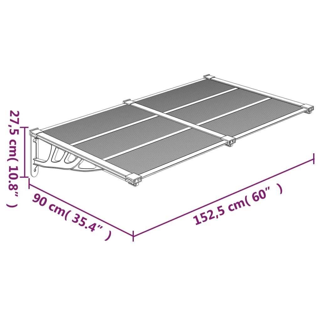 vidaXL Ovikatos musta 152,5x90 cm polykarbonaatti hinta ja tiedot | Aurinkovarjot ja markiisit | hobbyhall.fi