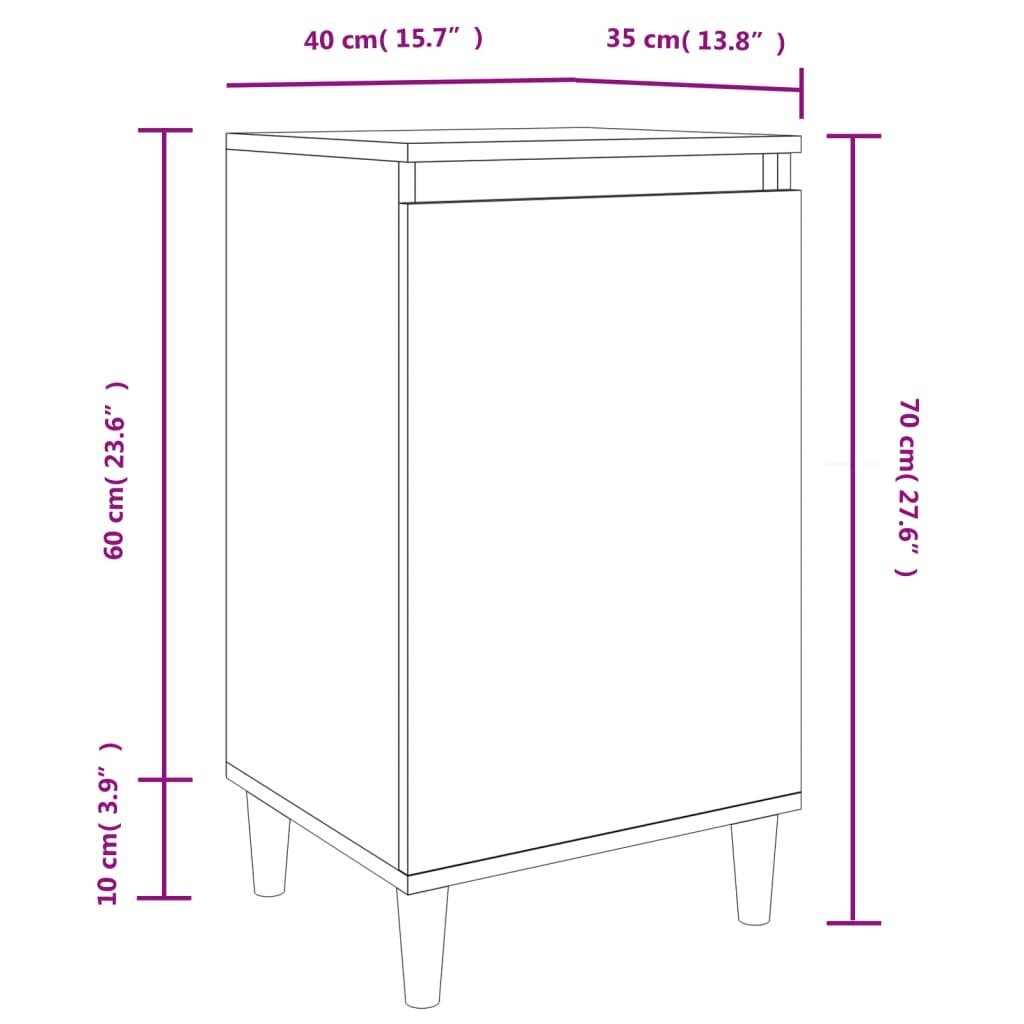 vidaXL Yöpöydät 2 kpl valkoinen 40x35x70 cm tekninen puu hinta ja tiedot | Yöpöydät | hobbyhall.fi