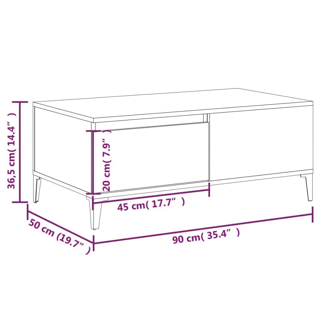 vidaXL Sohvapöytä valkoinen 90x50x36,5 cm tekninen puu hinta ja tiedot | Sohvapöydät | hobbyhall.fi