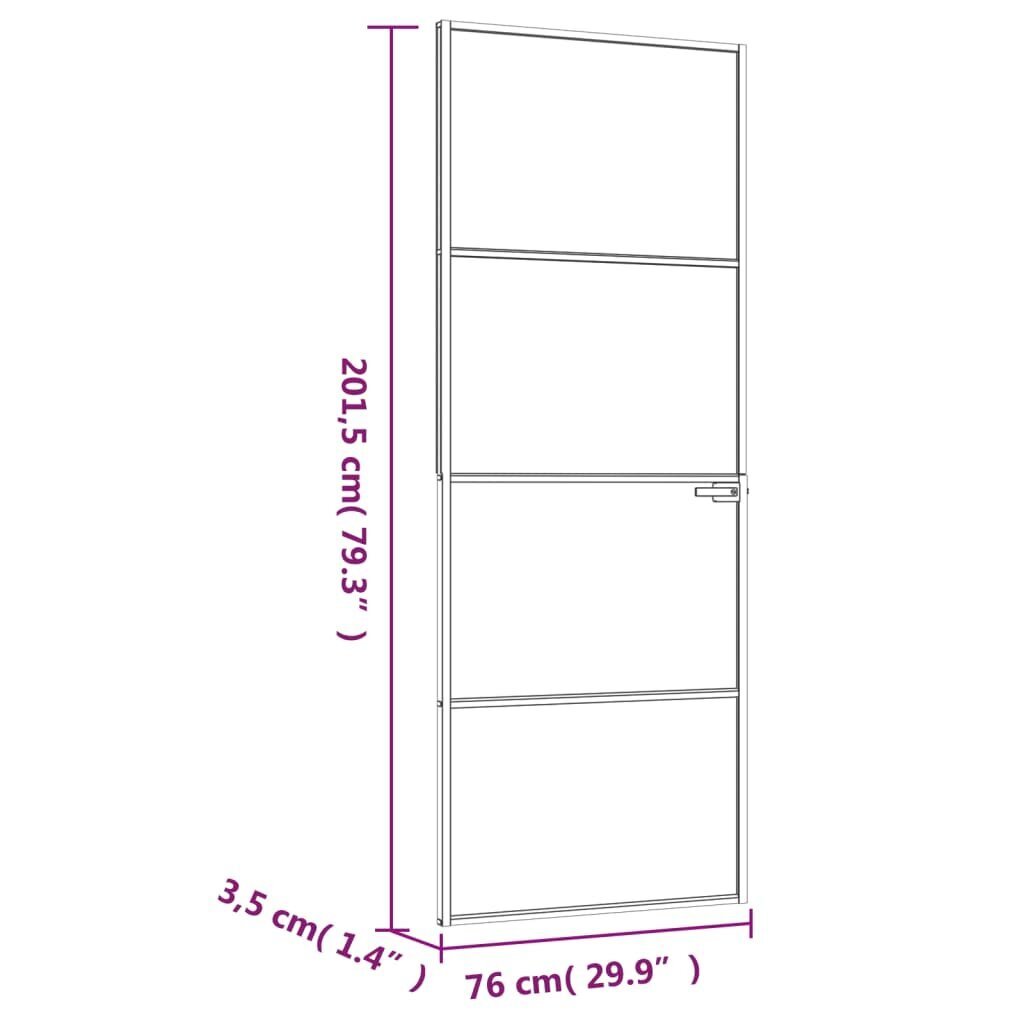 vidaXL Sisäovi valkoinen 76x201,5 cm karkaistu lasi ja alumiini ohut hinta ja tiedot | Sisäovet | hobbyhall.fi