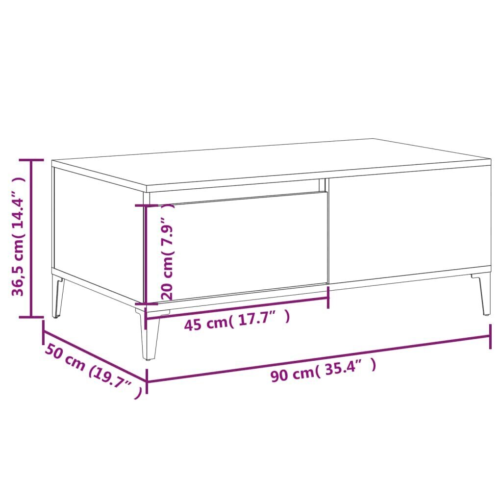 vidaXL Sohvapöytä betoninharmaa 90x50x36,5 cm tekninen puu hinta ja tiedot | Sohvapöydät | hobbyhall.fi