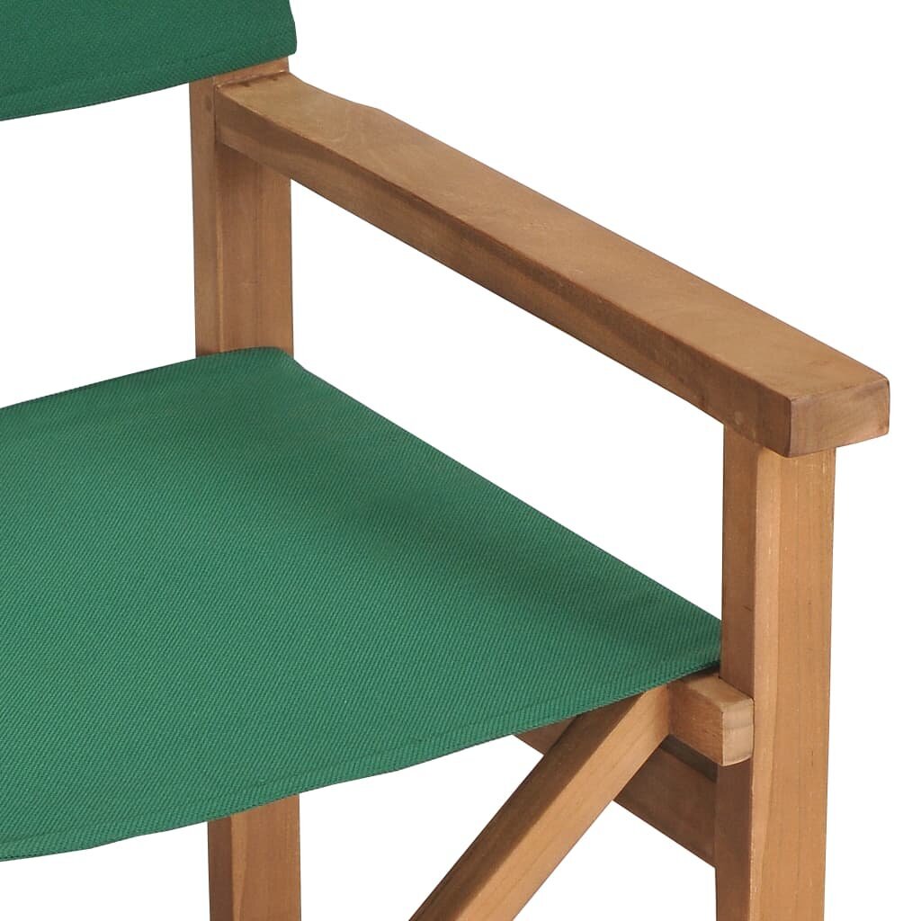 vidaXL Taitettavat ohjaajan tuolit 2 kpl vihreä täysi tiikki hinta ja tiedot | Puutarhatuolit | hobbyhall.fi