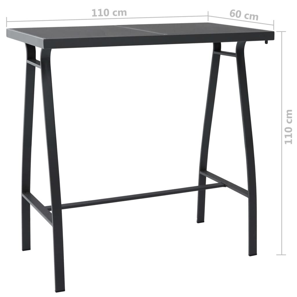 vidaXL Puutarhan baaripöytä musta 110x60x110 cm karkaistu lasi hinta ja tiedot | Puutarhapöydät | hobbyhall.fi