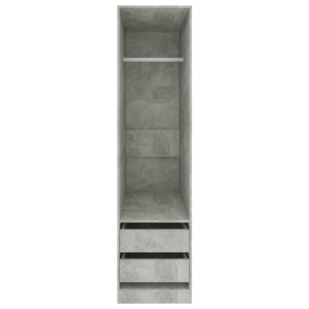 vidaXL Vaatekaappi vetolaatikoilla betoninharmaa 50x50x200cm lastulevy hinta ja tiedot | Kaapit | hobbyhall.fi