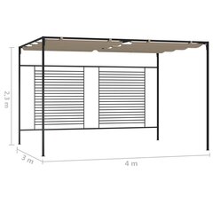 vidaXL Huvimaja sisäänvedettävä katto 3x4x2,3 m taupe 180 g/m² hinta ja tiedot | Puutarhapaviljongit | hobbyhall.fi