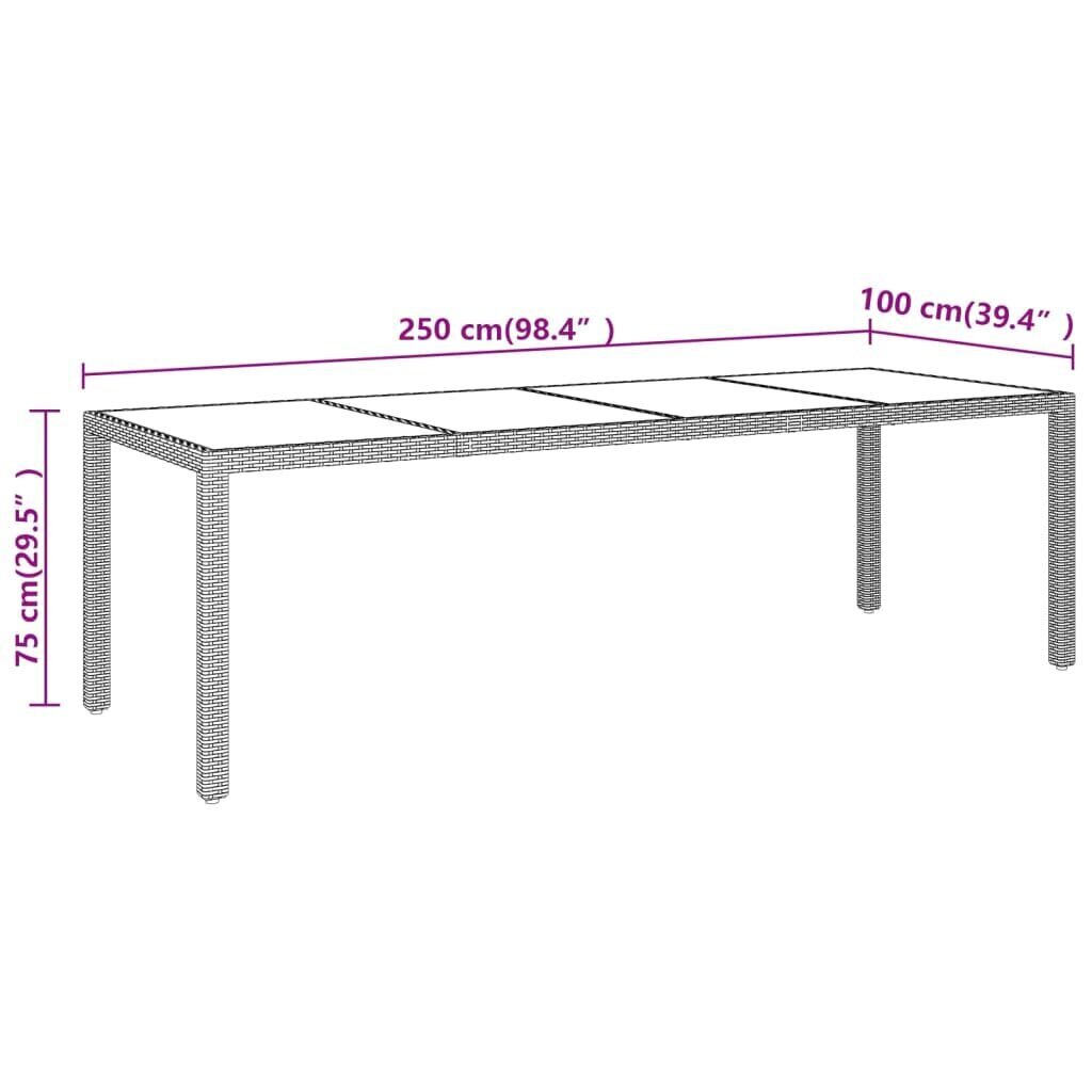 vidaXL Puutarhapöytä lasipöytälevyllä ruskea polyrottinki hinta ja tiedot | Puutarhapöydät | hobbyhall.fi