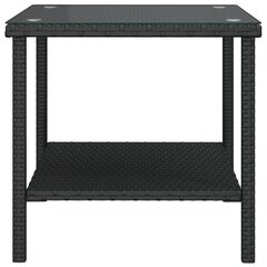 vidaXL Sivupöytä musta 45x45x45 cm polyrottinki ja karkaistu lasi hinta ja tiedot | Sohvapöydät | hobbyhall.fi