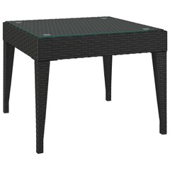 vidaXL Sivupöytä musta 50x50x38 cm polyrottinki ja karkaistu lasi hinta ja tiedot | Sohvapöydät | hobbyhall.fi