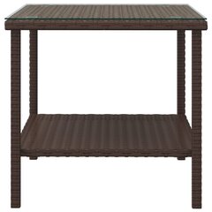 vidaXL Sivupöytä ruskea 45x45x45 cm polyrottinki ja karkaistu lasi hinta ja tiedot | Sohvapöydät | hobbyhall.fi