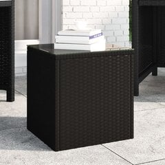 vidaXL Sivupöytä musta 40x37x40,5 cm polyrottinki ja karkaistu lasi hinta ja tiedot | Sohvapöydät | hobbyhall.fi