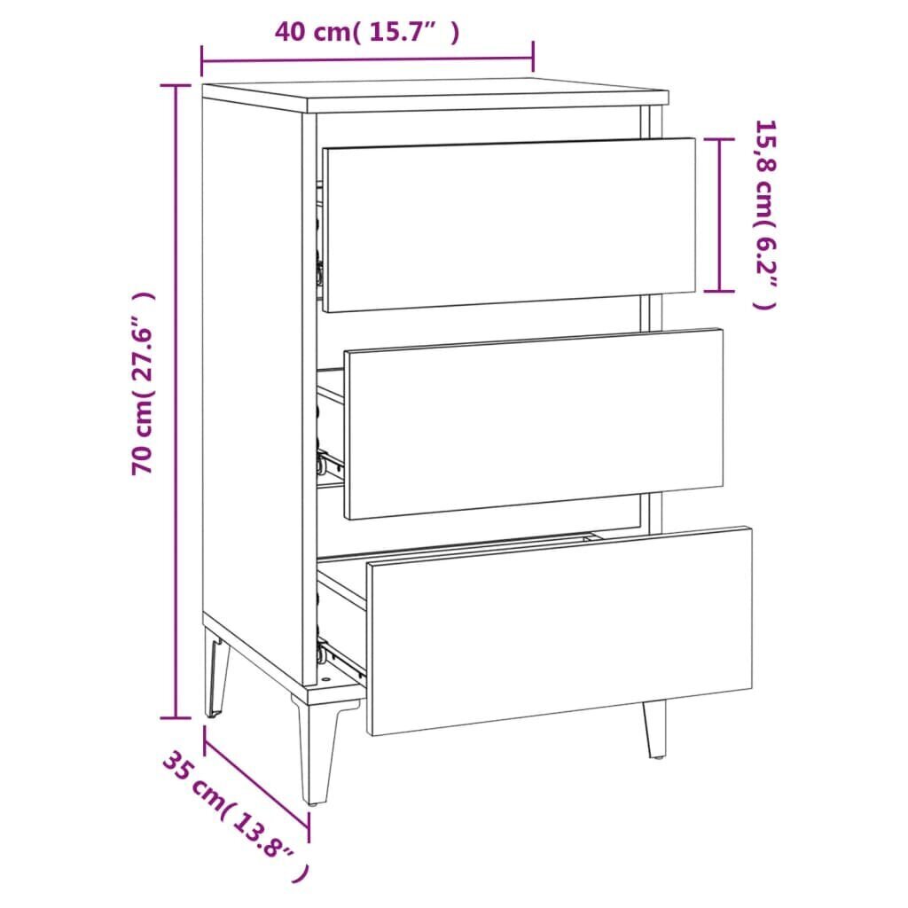 vidaXL Yöpöytä savutammi 40x35x70 cm tekninen puu hinta ja tiedot | Yöpöydät | hobbyhall.fi