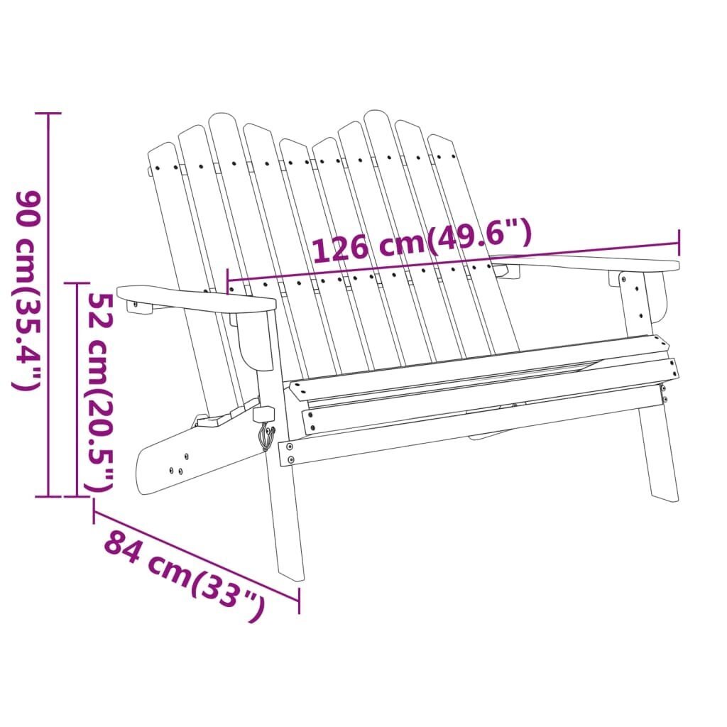 vidaXL Adirondack puutarhapenkki 126 cm täysi akasiapuu hinta ja tiedot | Puutarhapenkit | hobbyhall.fi