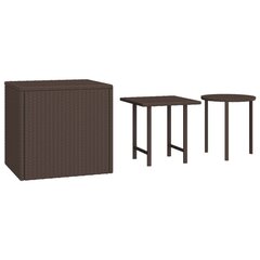 vidaXL Sivupöydät 3 kpl ruskea polyrottinki hinta ja tiedot | Sohvapöydät | hobbyhall.fi