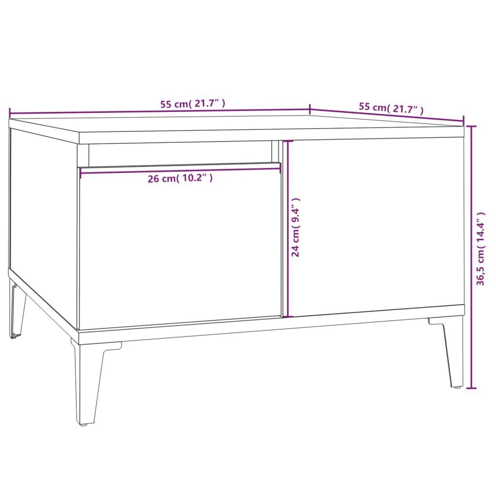 vidaXL Sohvapöytä valkoinen 55x55x36,5 cm tekninen puu hinta ja tiedot | Sohvapöydät | hobbyhall.fi