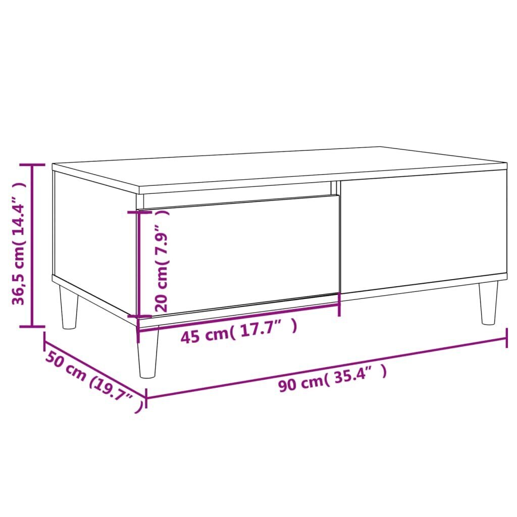 vidaXL Sohvapöytä musta 90x50x36,5 cm tekninen puu hinta ja tiedot | Sohvapöydät | hobbyhall.fi