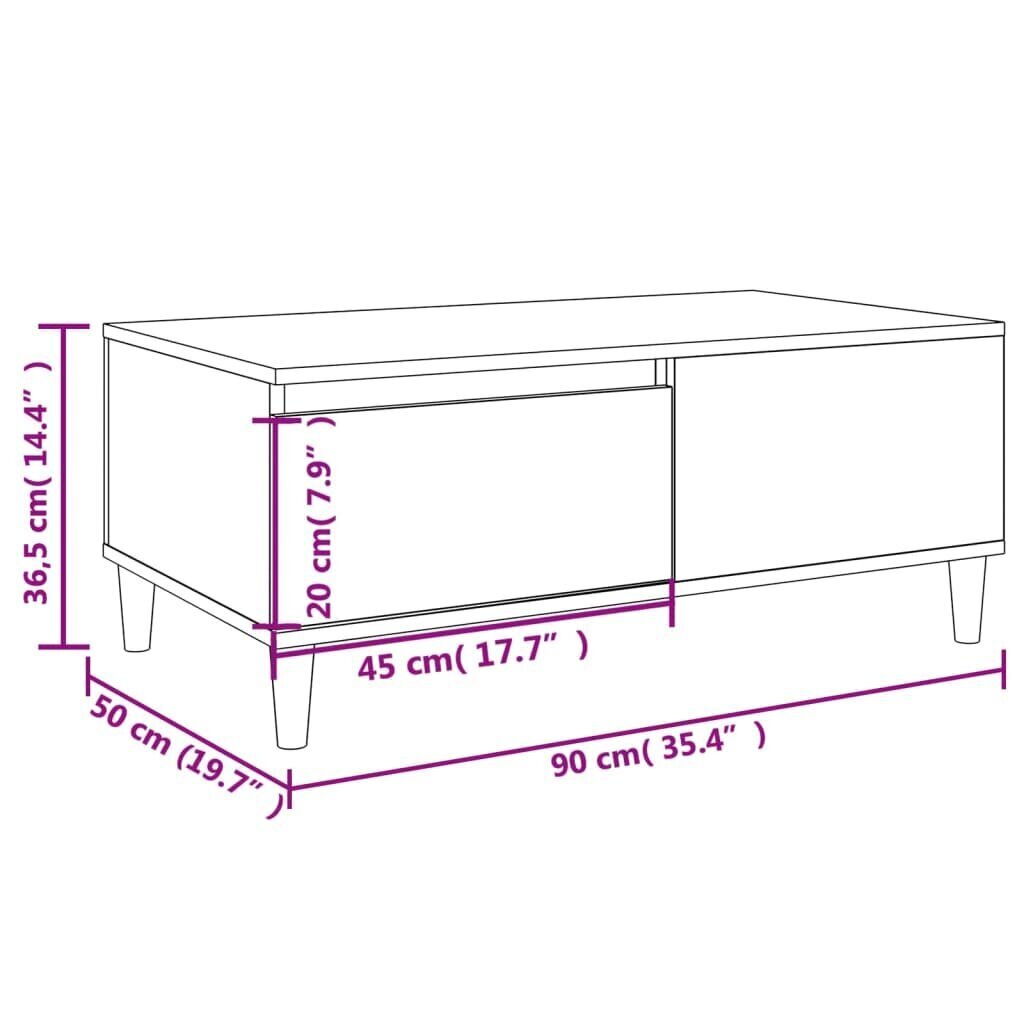 vidaXL Sohvapöytä betoninharmaa 90x50x36,5 cm tekninen puu hinta ja tiedot | Sohvapöydät | hobbyhall.fi