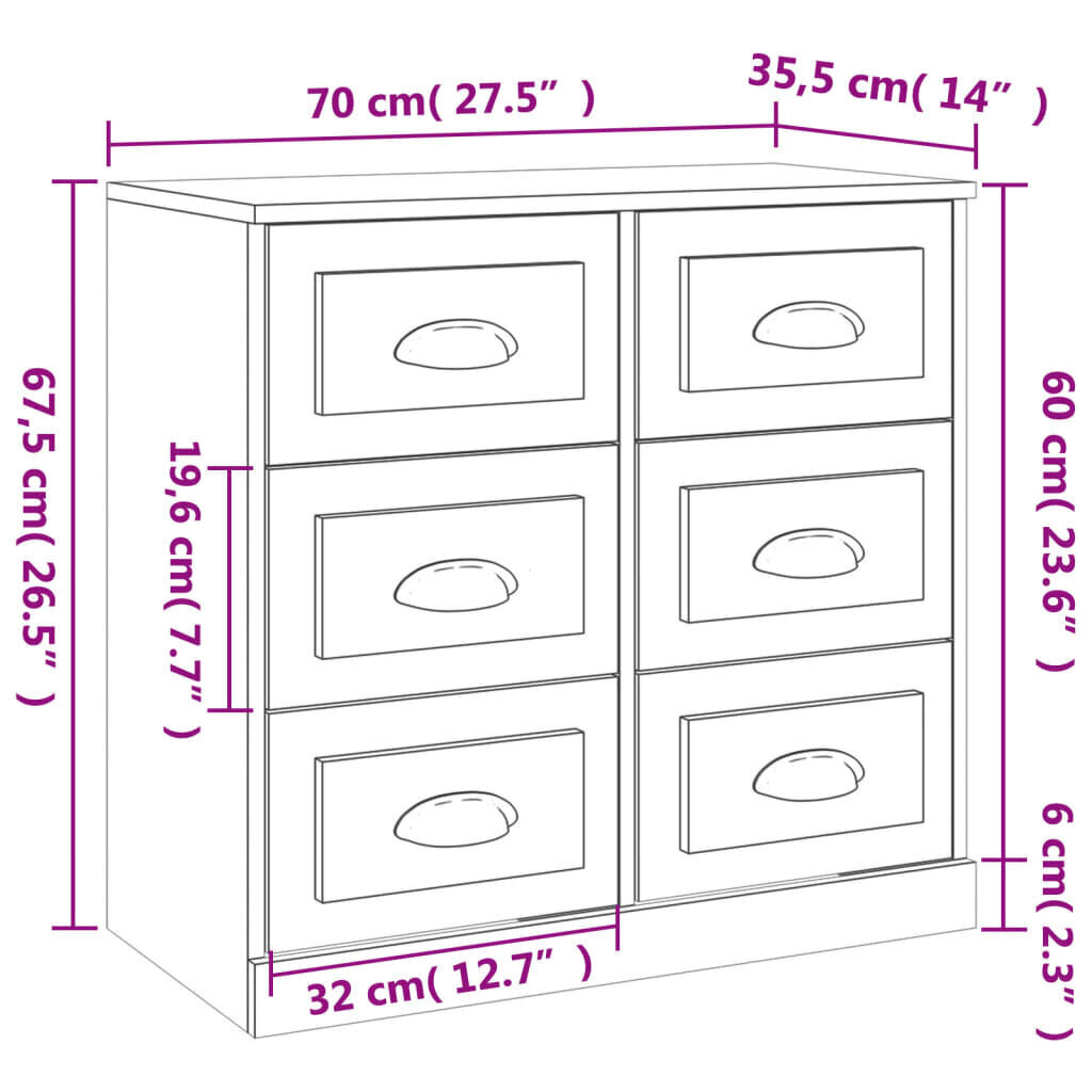 vidaXL Senkki musta 70x35,5x67,5 cm tekninen puu hinta ja tiedot | Olohuoneen kaapit ja lipastot | hobbyhall.fi