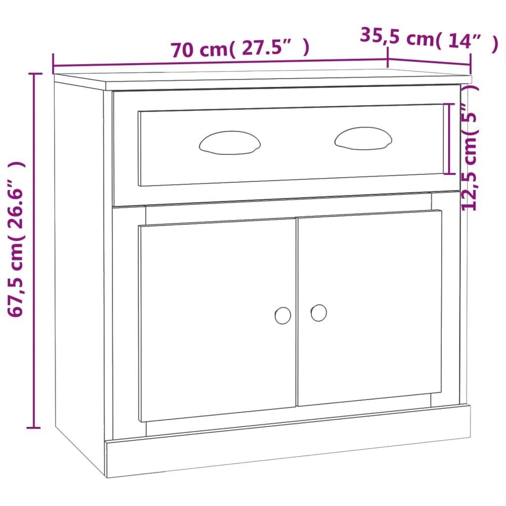 vidaXL Senkki valkoinen 70x35,5x67,5 cm tekninen puu hinta ja tiedot | Olohuoneen kaapit ja lipastot | hobbyhall.fi