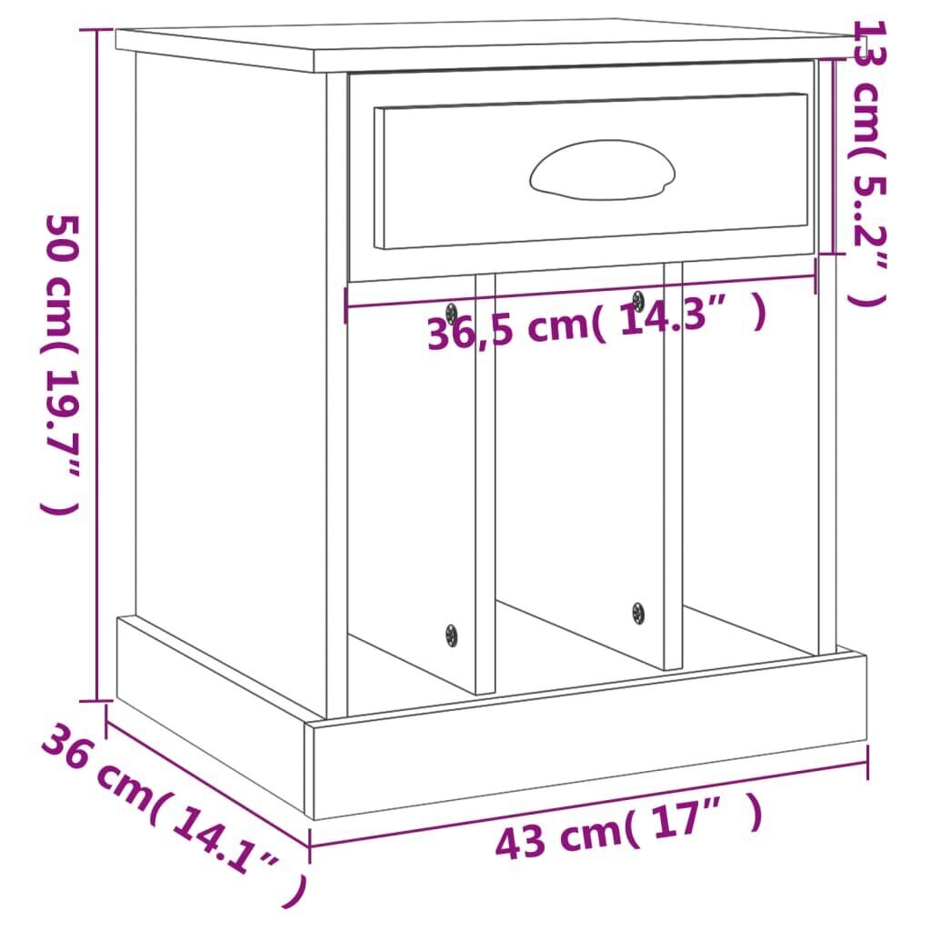 vidaXL Yöpöytä musta 43x36x50 cm hinta ja tiedot | Yöpöydät | hobbyhall.fi