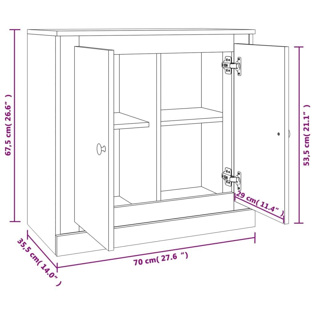 vidaXL Senkki korkeakiilto valkoinen 70x35,5x67,5 cm tekninen puu hinta ja tiedot | Olohuoneen kaapit ja lipastot | hobbyhall.fi