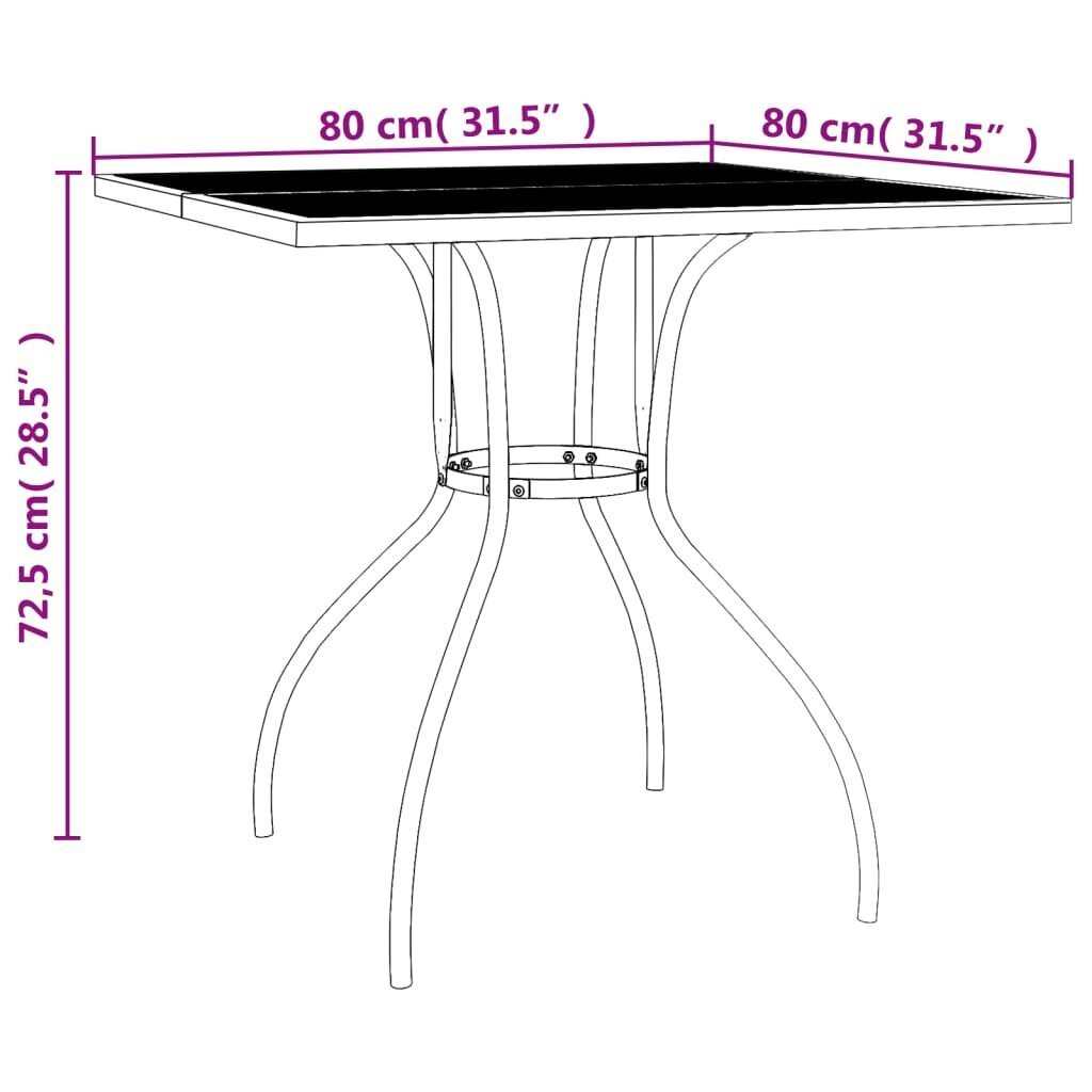 vidaXL Puutarhapöytä antrasiitti 80x80x72,5 cm teräsverkko hinta ja tiedot | Puutarhapöydät | hobbyhall.fi