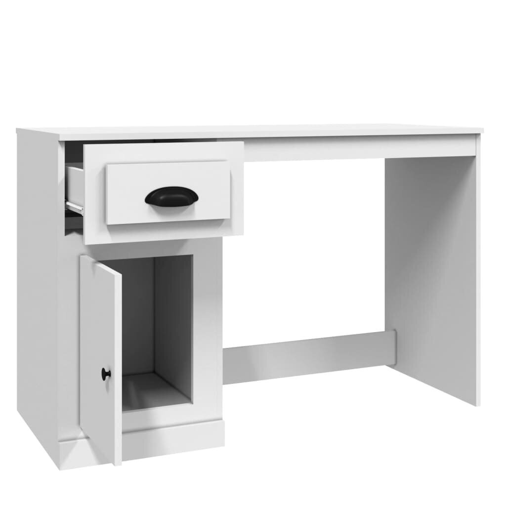 vidaXL Työpöytä laatikolla korkeak. valk. 115x50x75 cm tekninen puu hinta ja tiedot | Tietokonepöydät ja työpöydät | hobbyhall.fi