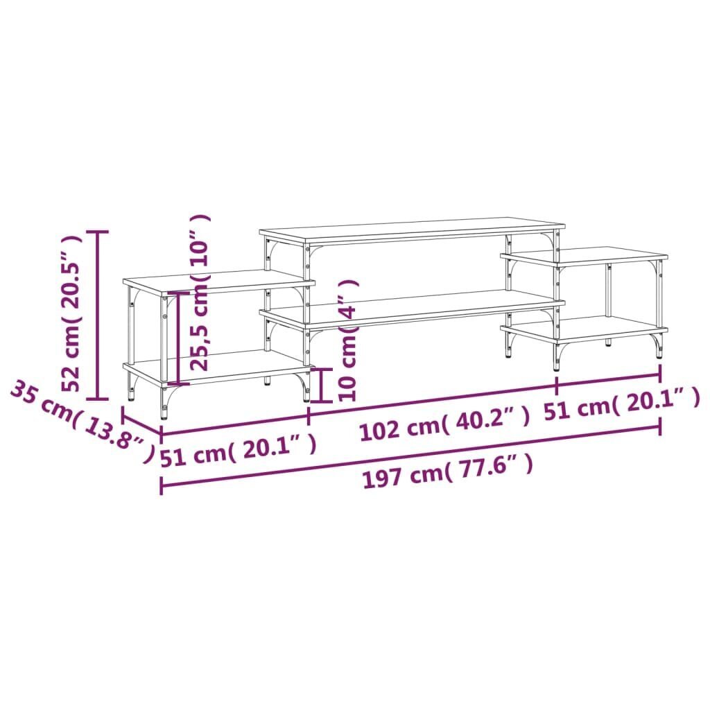 vidaXL TV-taso Sonoma-tammi 197x35x52 cm tekninen puu hinta ja tiedot | TV-tasot | hobbyhall.fi