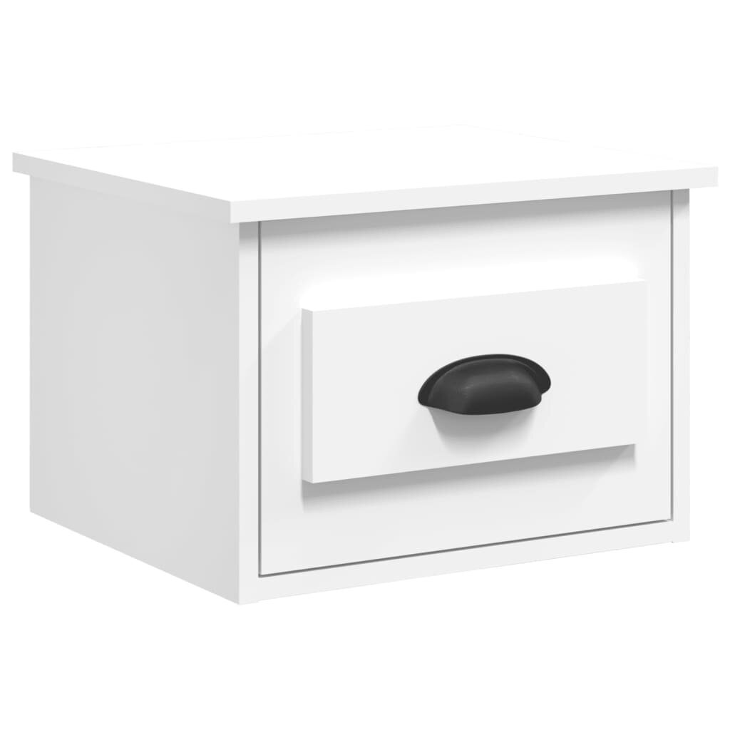 vidaXL Seinäkiinnitettävät yöpöydät 2 kpl valkoinen 41,5x36x28 cm hinta ja tiedot | Yöpöydät | hobbyhall.fi