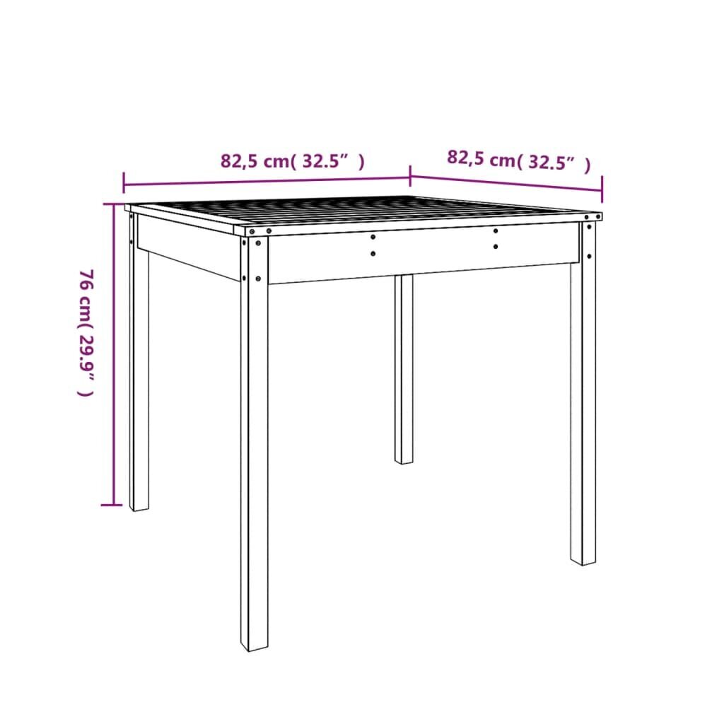 vidaXL Puutarhapöytä musta 82,5x82,5x76 cm täysi mänty hinta ja tiedot | Puutarhapöydät | hobbyhall.fi