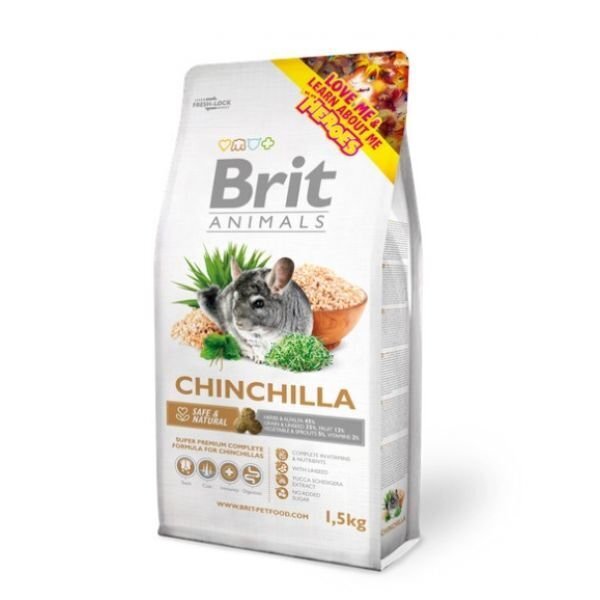 Brit Animals Chinchilla täysrehu chinchilloille 1,5 kg hinta ja tiedot | Jyrsijöiden ruokinta | hobbyhall.fi