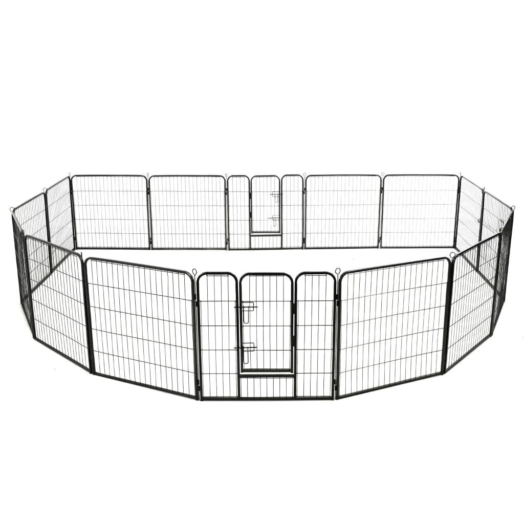 vidaXL Pentuaitaus 16 paneelia teräs 80x80 cm musta hinta ja tiedot | Kuljetushäkit ja kuljetuslaatikot | hobbyhall.fi