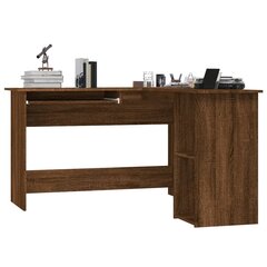 vidaXL Kulmatyöpöytä ruskea tammi 120x140x75 cm tekninen puu hinta ja tiedot | Tietokonepöydät ja työpöydät | hobbyhall.fi