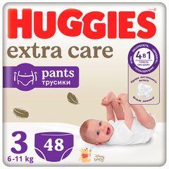 Lasten vaipat Huggies Extra Care, koko 3, 6-11 kg, 48 kpl hinta ja tiedot | Vaipat | hobbyhall.fi