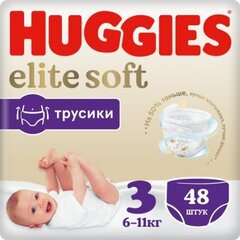 Lasten vaippahousut Huggies Elite Soft, koko 3, 6-11 kg, 48 kpl hinta ja tiedot | Huggies Vauvan hoito | hobbyhall.fi