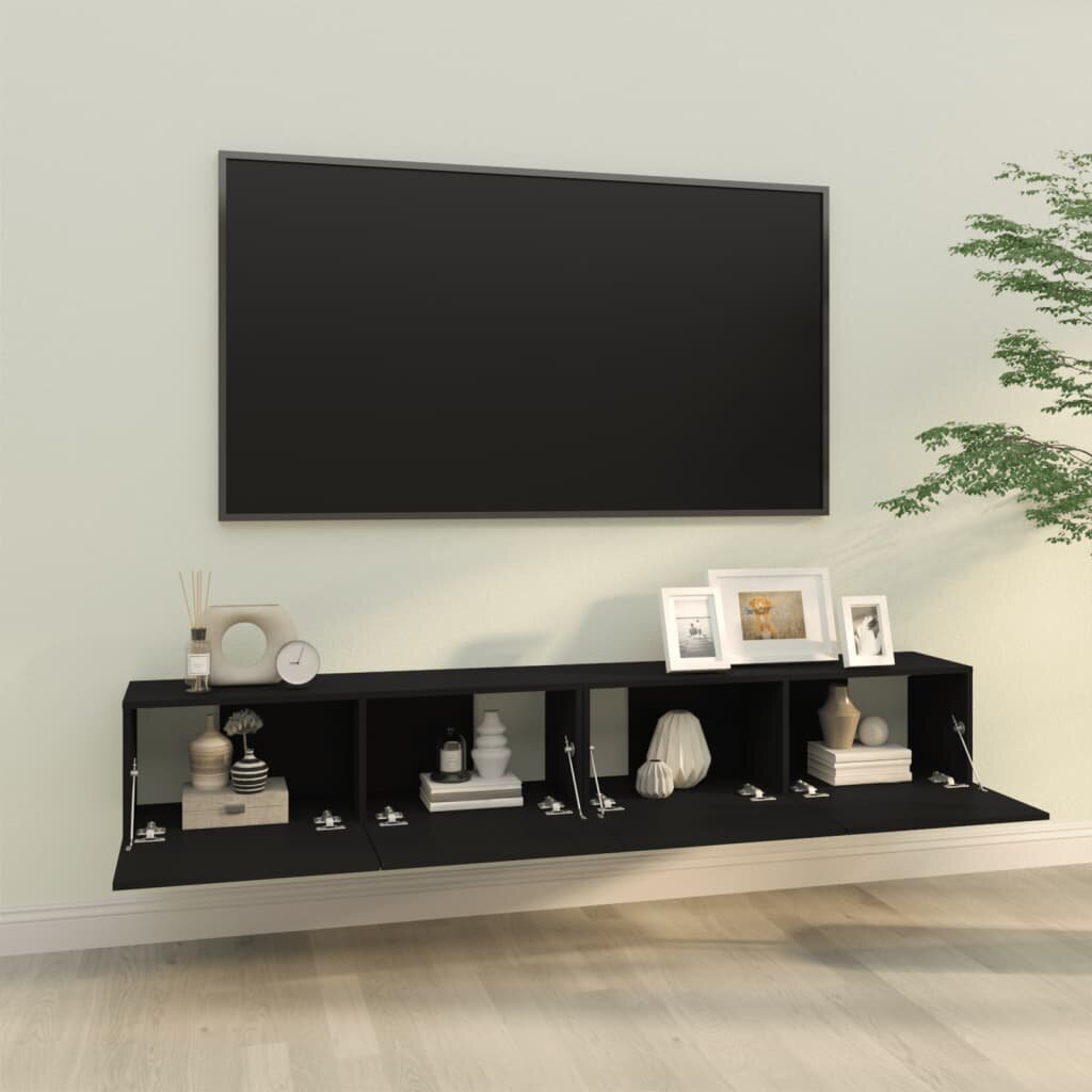 vidaXL TV-seinäkaapit 2 kpl musta 100x30x30 cm tekninen puu hinta ja tiedot | TV-tasot | hobbyhall.fi